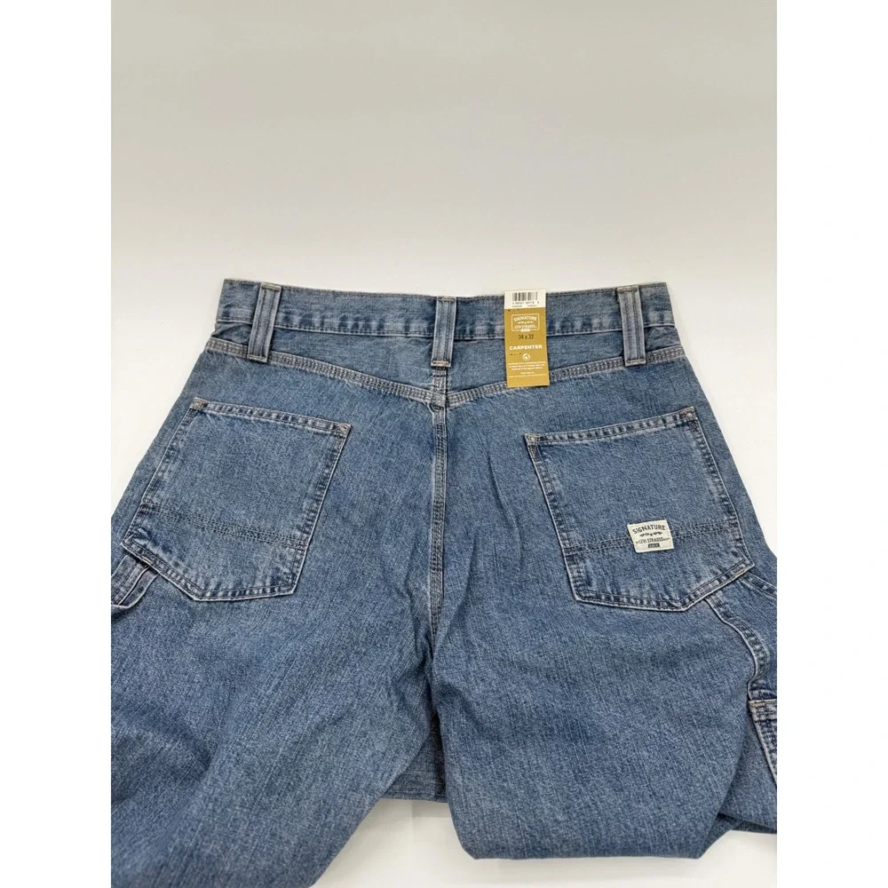 Signature by Levi Strauss Gold Men Carpenter Jeans 34x32 Blue Straight Leg NWT